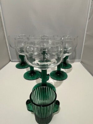 VTG set of 6 Libbey Cactus stem 12 oz margarita glasses + a 2 oz shot glass NWOT