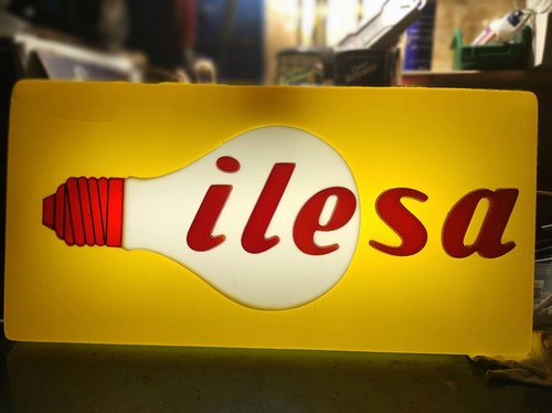 insegna luminosa lampadine ILESA vintage emporio termoformata '60 No Smaltata - Foto 2 di 8