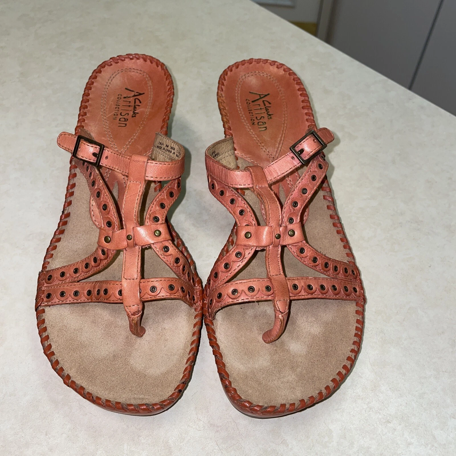 Clarks Artisan Collection Sandali Donna Pelle Mandarino Tg 8 LEGGI