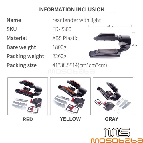Black Rear Fender Extension Fascia W/LED Light For Harley FLHR Low FLHTKL FLHX - Picture 2 of 13