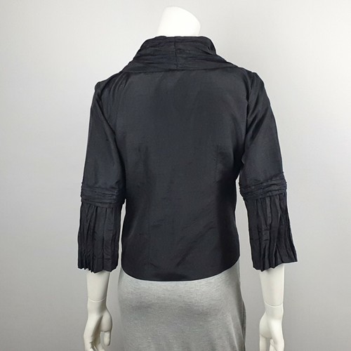 Chaqueta Blazer Dolina Para Mujer Talla 10 Negra Manga 3/4 Característica Cuello Arrugado Dobladillo - Imagen 3 de 11