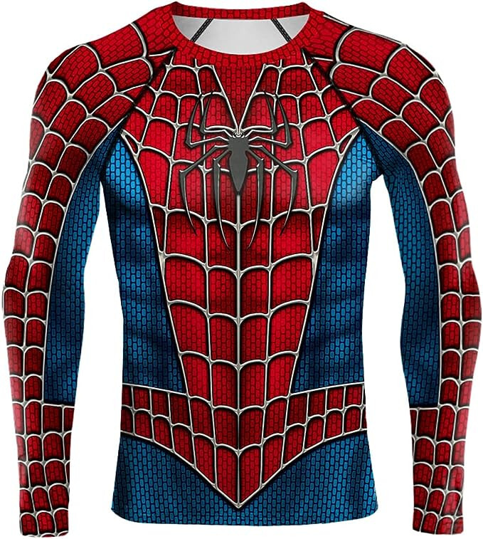 Spider Chest Compression Men's T-shirts Spider Superhero Compression Tights Long Sleeve Tops Tee ...