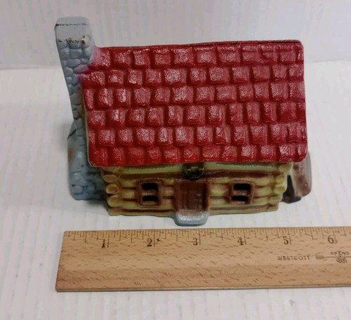 Vintage 1960's Original “LOG CABIN” Cast Iron COIN BANK, VG - Picture 11 of 12