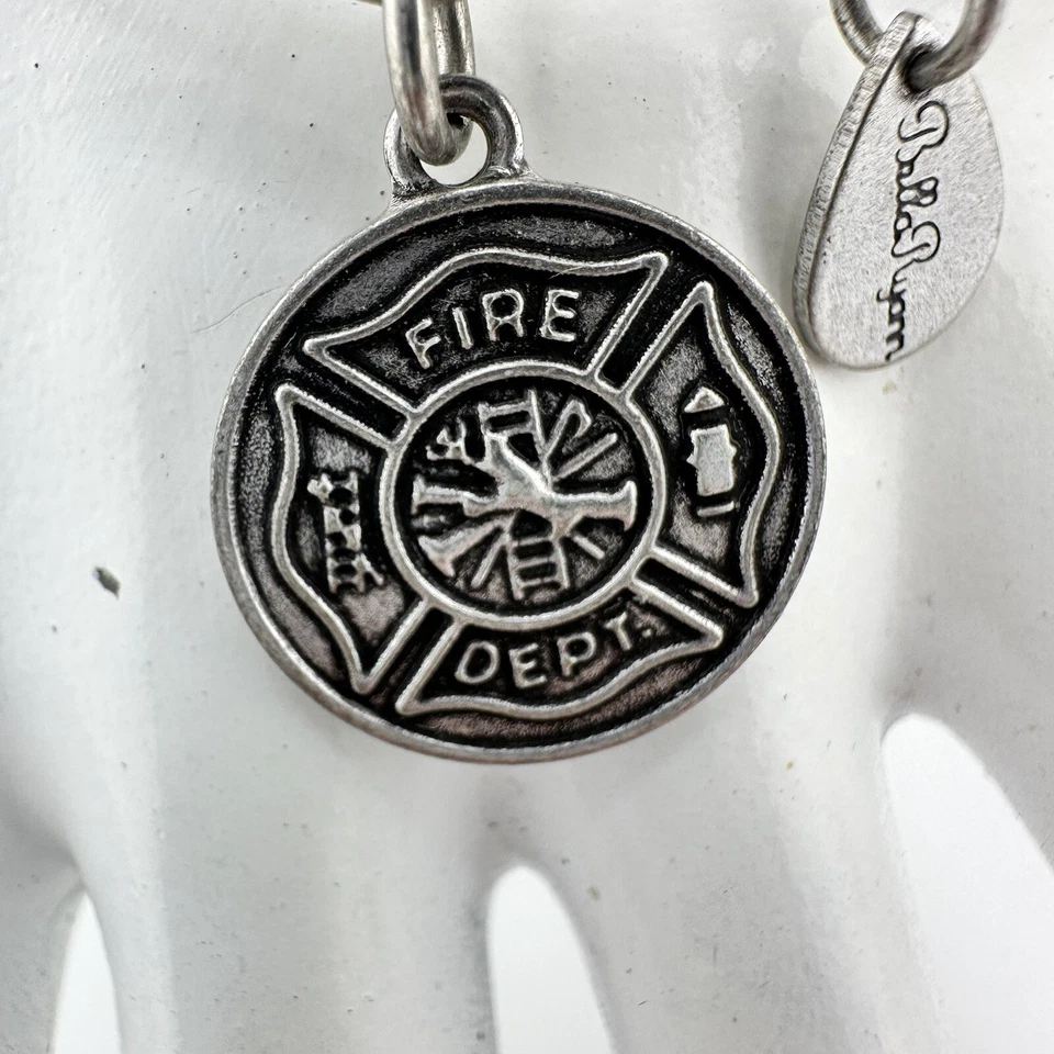 Bella Ryann Firefighter Fire Department Charm Silver Tone Bangle 7” Bracelet - Image 3 of 4