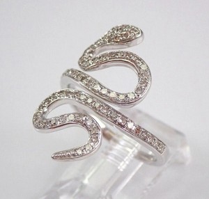 Authentic 14K White Gold Plated 2Ct Lab Created Round SNAKE Ring Wraparound Serpent Design