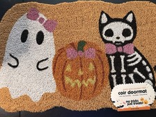 Tapis de porte Halloween fibre de coco fantôme chat citrouille