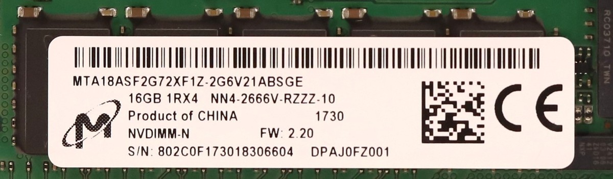Micron 16GB 1Rx4 NN4-2666V-RZZZ-10 ECC NVDIMM-N RAM
