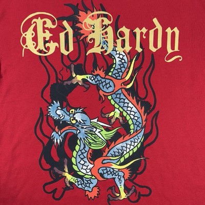 NEW- Special Edition ED HARDY Dragon Graphic Tattoo - Mens Medium - Red- T Shirt