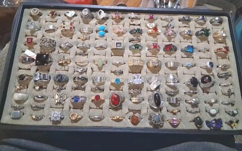Vintage Costume Jewelry Ring Lot Over 100 Pcs