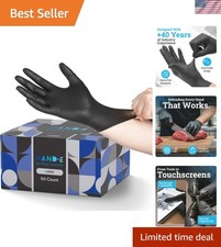 Black Nitrile Disposable Gloves Large, 50 Count - BBQ, Tattoo, Hair Dye, Cook...