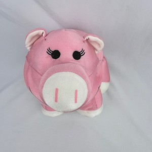 Brentwood Moshi Pink Pig Plush Microbead Stretchable Plush Black Lashes 14"