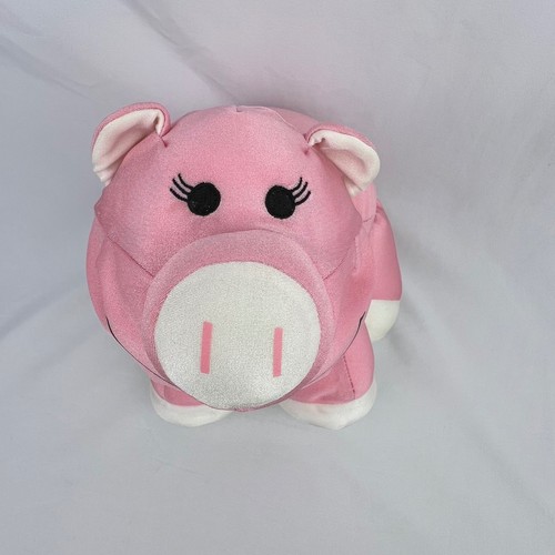 Brentwood Moshi Pink Pig Plush Microbead Stretchable Plush Black Lashes 14"