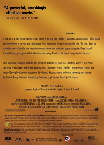 One Flew Over the Cuckoo's Nest DVD Jack Nicholson NEW - Picture 4 of 4