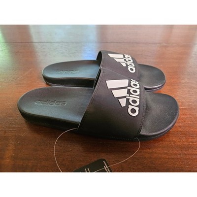 Adidas Adilette Shower Slides Mens 6 Black White F34770 Logo Sandals