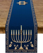 13X72 Inch Hanukkah Table Runner Chanikah Menorah Star of David Kitchen Decor