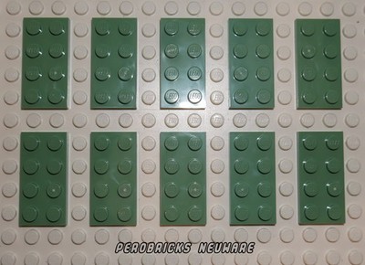 Lego Basic 10 Platten 2x4 #3020 sandgrün NEUWARE