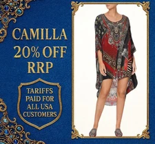 CAMILLA London Calling Scoop Back Hem Dress One Size RRP $599
