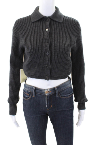 Wilfred Womens Long Sleeves Button Down Cardigan Sweater Gray Wool Size Extra Sm
