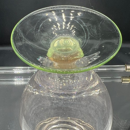 Vintage Tiffin Depression Glass Watermelon Pink & Green Footed Pedestal Vase 7 I - Picture 5 of 6