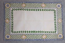 Hand Printed Placemats Set of 6 Blue Green Floral Park Imports 19.5x13 India