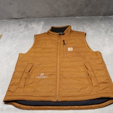 Carhartt Gilliam Vest Men Large Brown Lightweight Water Resistant Insulated LOGO