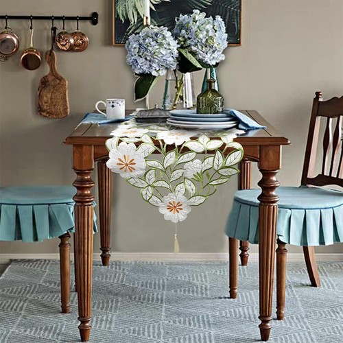 Summer Spring Flower Table Runner Embroidered Flowery Cutwork Table Doily Flo... - Picture 6 of 6