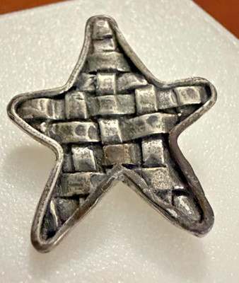 Sheridan fine pewter star pin brooch features a woven texture design