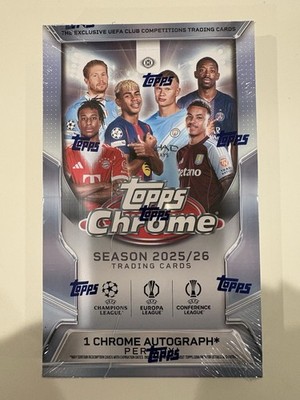 2025-26 TOPPS CHROME UEFA CLUB COMPETITIONS HOBBY BOX | IN-HAND 