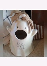 Rae Dunn Too Cute to Spook Luster Ghost Birdhouse "Boo Y’all" 5" x 8"