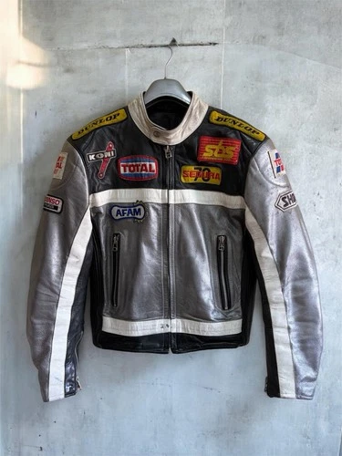 Vintage Segura Leather Racing Jacket Motul Total Dunlop Patches Biker Size M / 3 image 2