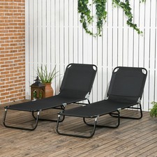 Outsunny 2er Set Sonnenliege klappbar Gartenliege bis 120kg belastbar Schwarz