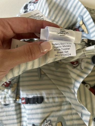 Pottery Barn Kids Disney Home x Sanderson Mickey Mouse Stripe TODDLER Sheet Set - Picture 6 of 6