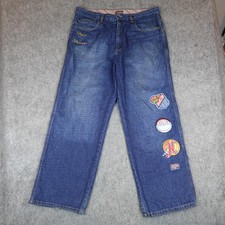 Vintage FUBU Jeans Mens 40x34 Blue Denim Harlem Globetrotters Platinum Baggy Y2K