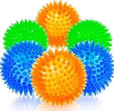 Squeaky Balls for Pet Small Puppy, 6 Pack TPR Fetch Spike Balls for Dogs, Rubber
