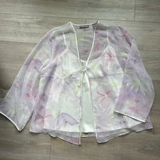 Valerie Steven’s Two Piece Cami Floral Blouse Bell Sleeves Womens 1X