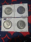 Lot of 4 40% Silver Kennedy Half Dollars 1965, 1966, 1967, 1968d  Good condition