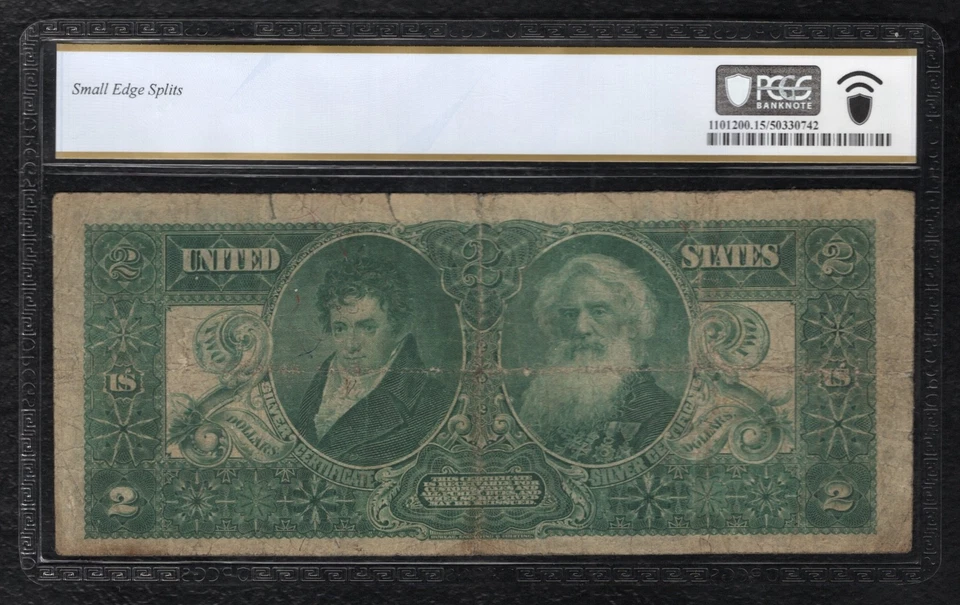 FR. 248 1896 $2 “EDUCATIONAL” SILVER CERTIFICATE PCGS BANKNOTE CHOICE FINE-15 - Image 2 of 2
