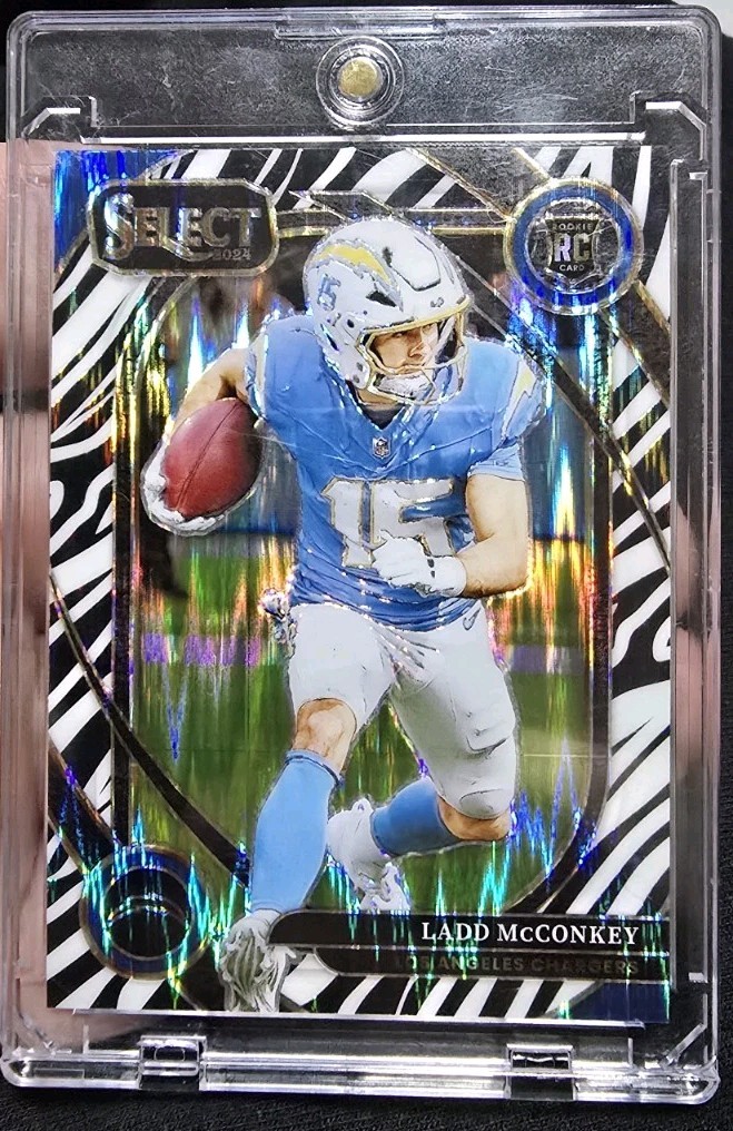 2024 Panini Select - Ladd McConkey #268 Zebra Prizm Rookie Club