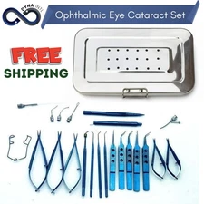 21 Pcs Ophthalmic Micro Eye Cataract Surgery Suture Kit Surgical Instrument Box