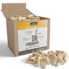 ALBO Wooden Dowel Pins 1/4 x 1-1/4 inch Fluted Wood 1/4"- 200 Psc, Beige