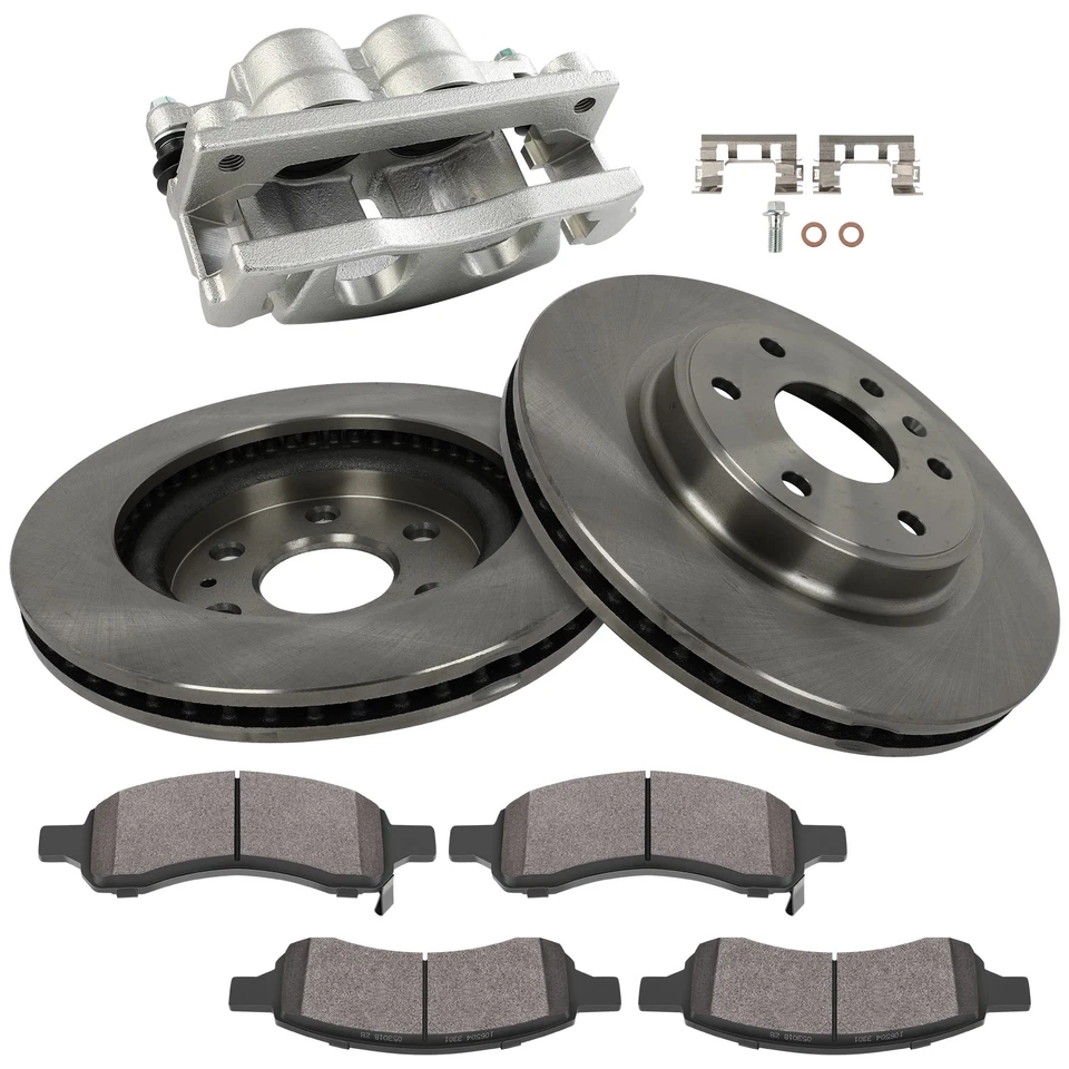 Front L+R Brake Caliper Brake Rotors Brake Pads 7Pcs For 2007-2016 GMC Acadia Foto 2 de 4