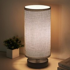 Table Lamp, Bedside Nightstand Lamp, Simple Desk Lamp, Cylinder Table Gray