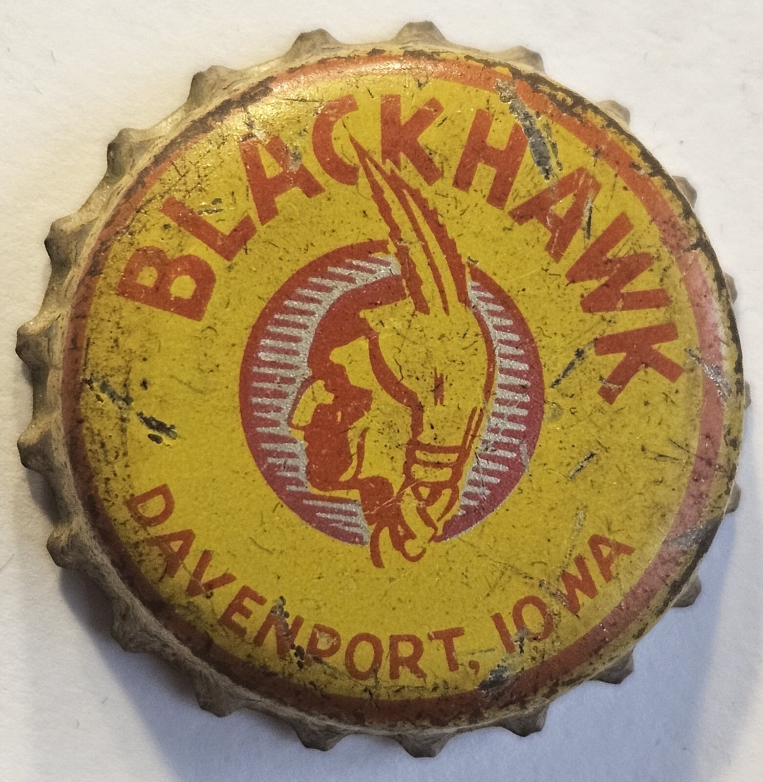 Blackhawk Cork Lined Beer Bottle Cap; Davenport, Iowa Used eBay