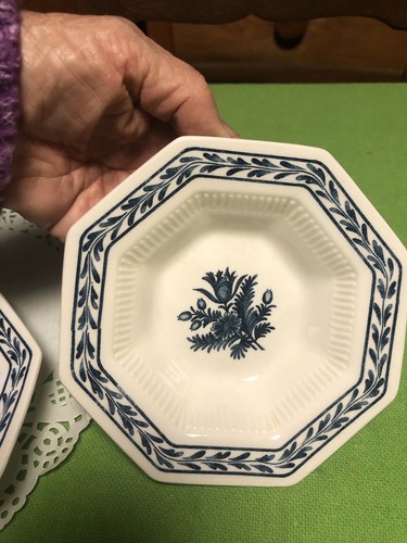 Independence Ironstone Blue Tulip Dessert Bowls Set of 2 Castleton Blue White - Picture 4 of 13