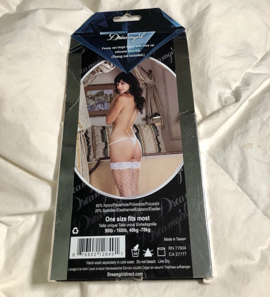 Dreamgirl fishnet Thigh Highs with stay up silicon White 0115 - Image 2 of 3