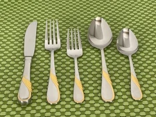 Yamazaki HILARY Gold Accent Stainless 18/8 Japan Smart Choice Flatware E60G