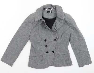 Topshop Damen grau Hahnentritt Baumwollmischung Blazer Größe 10