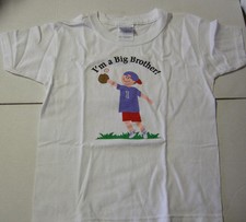 Big Brother Playing Ball T-Shirt, Size Extra Small 2-4 , White, Brand New