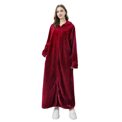Unisex Hooded Bath Robe Warm Soft Fleece Zip Up Long Australia Ubuy