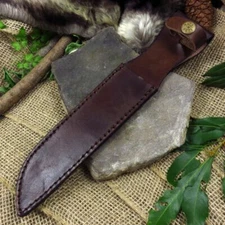 FIXED-BLADE KNIFE BELT SHEATH FOR 7" BLADE 1" WIDE - USMC Combat Brown Leather